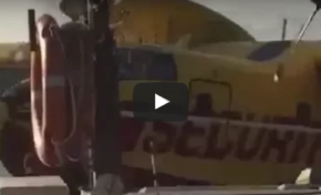 Vidéo : un Canadair heurte une barge... oups