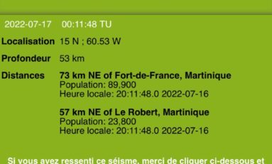 La terre a tremblé en Martinique - 4.5