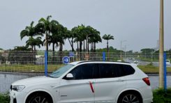 Cette voiture blanche est un véhicule qui saigne ou qui lutte en Martinique ?