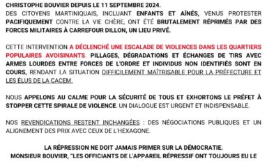 RPPRAC...lettre ouverte acte 3 au préfet de la Martinique